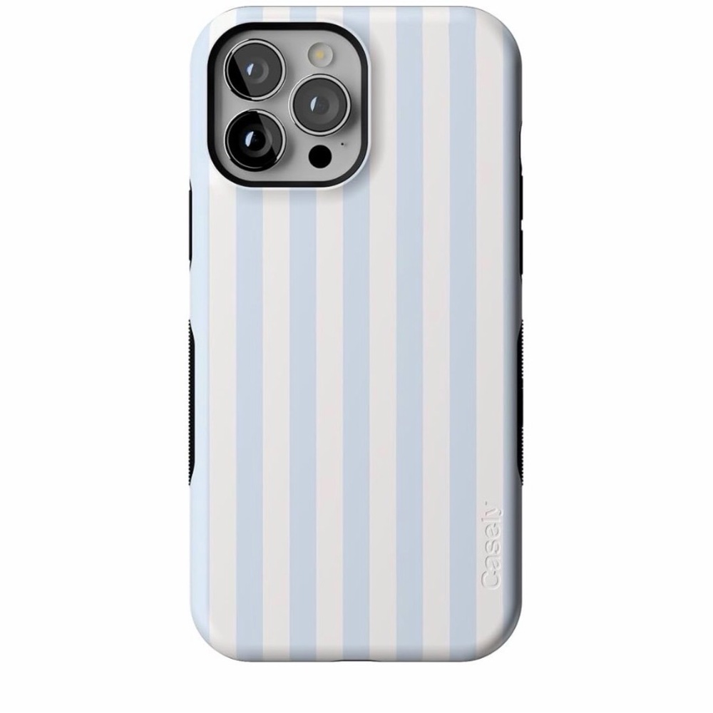 Casely Pale Blue and White Vertical Stripe iPhone Case 13Pro Max